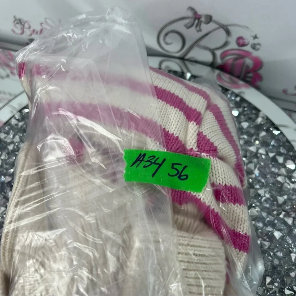 GAP Pink and Cream Striped Turtleneck Sweater knit stripes candy color pink